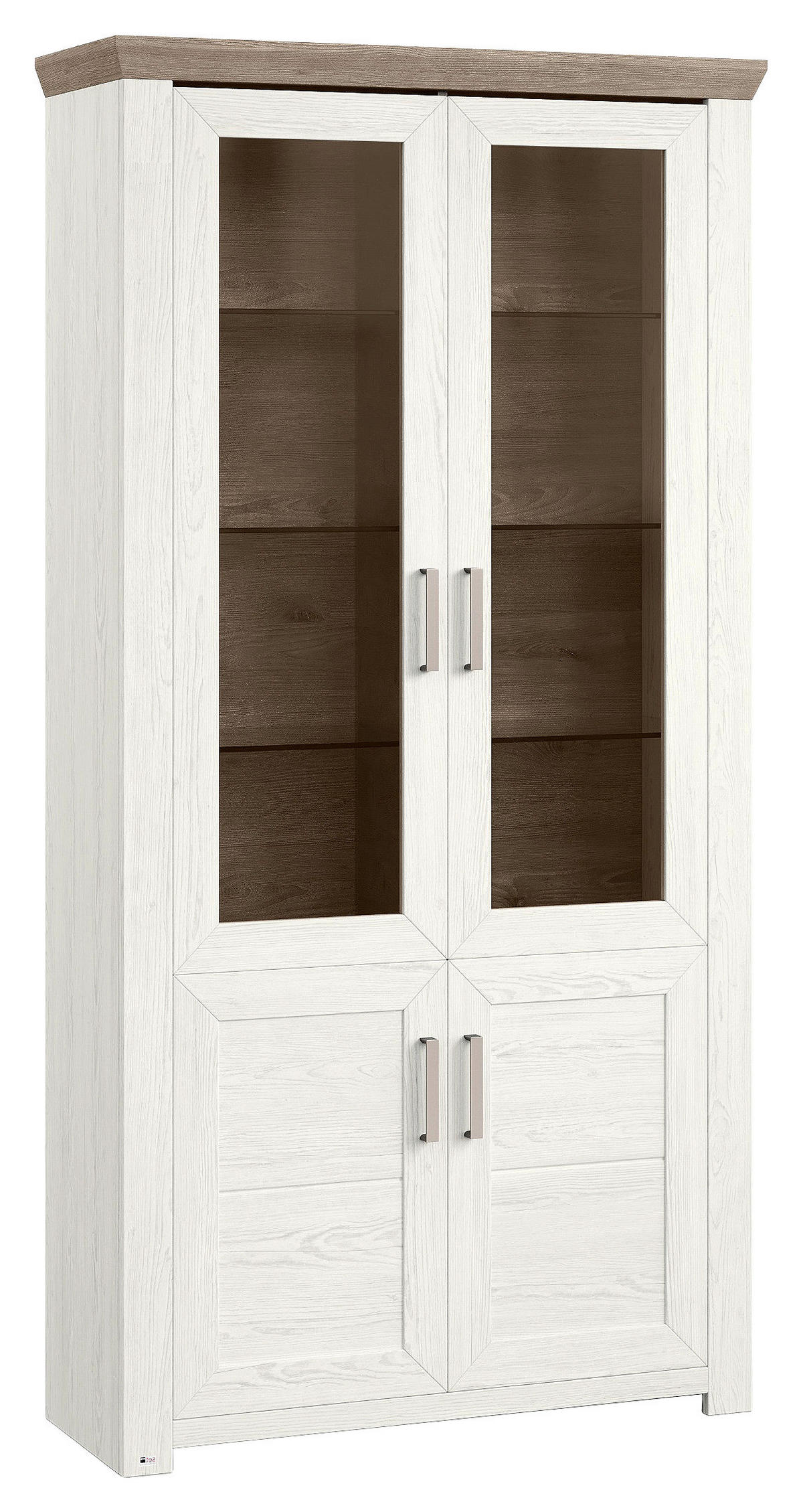 VITRINE in Weiß, Eichefarben  - Eichefarben/Weiß, Design, Glas/Holzwerkstoff (104,5/206,6/42,2cm) - SetOne by Musterring