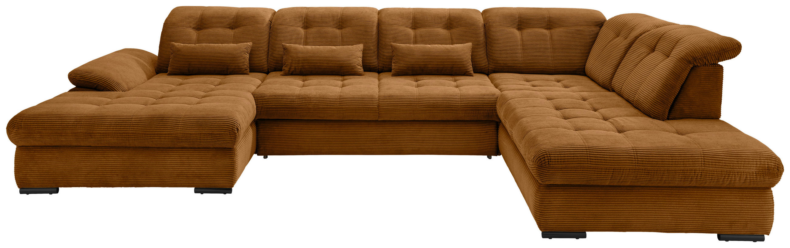WOHNLANDSCHAFT in Cord Goldfarben - Goldfarben/Schwarz, Modern, Textil/Metall (184/387/252cm) - Livetastic
