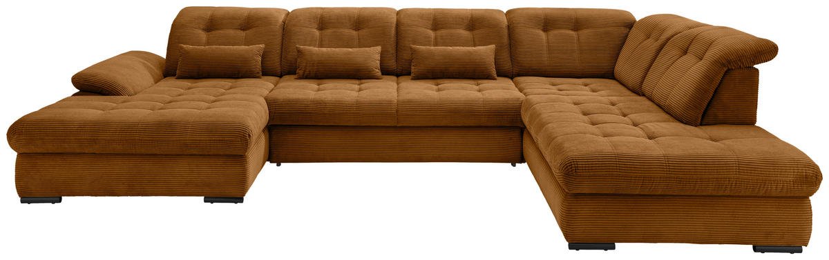 WOHNLANDSCHAFT in Cord Goldfarben  - Goldfarben/Schwarz, Modern, Textil/Metall (184/387/252cm) - Livetastic
