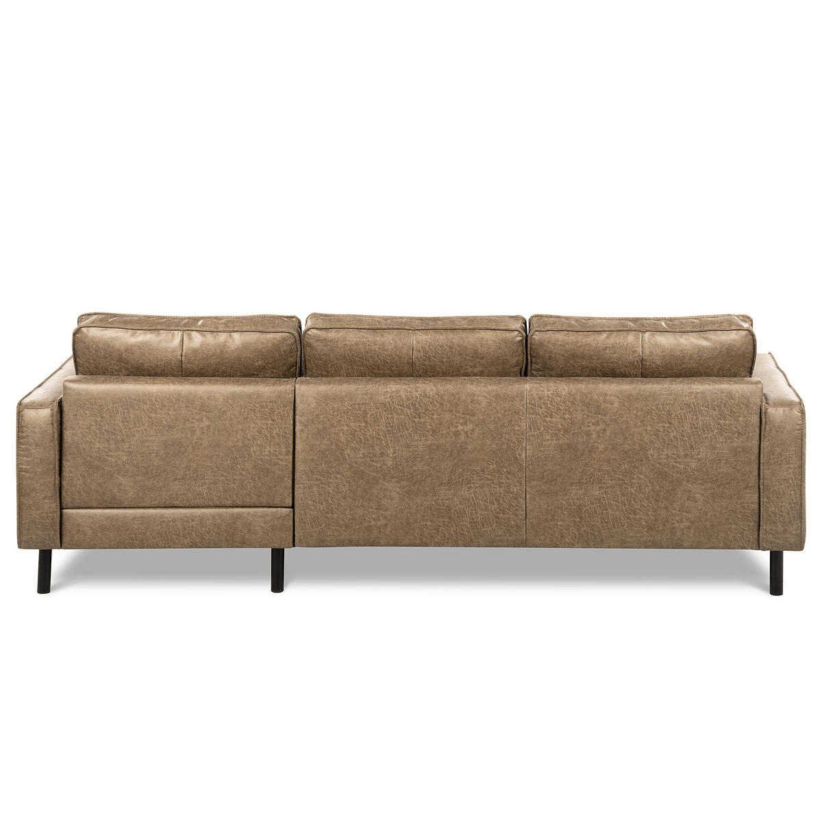 ECKSOFA Graubraun Echtleder Lederlook Rücken echt  - Graubraun/Schwarz, Design, Leder/Textil (166/238cm) - Livetastic