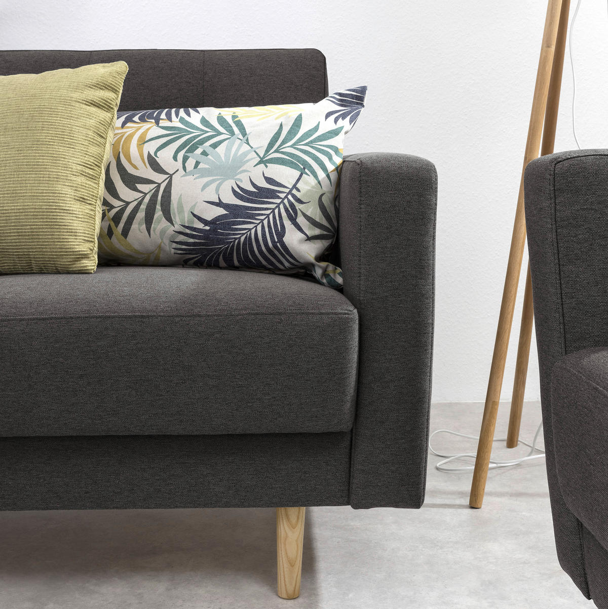 3-SITZER-SOFA in Flachgewebe Anthrazit  - Eschefarben/Anthrazit, MODERN, Holz/Textil (224/81/83cm) - Max Winzer