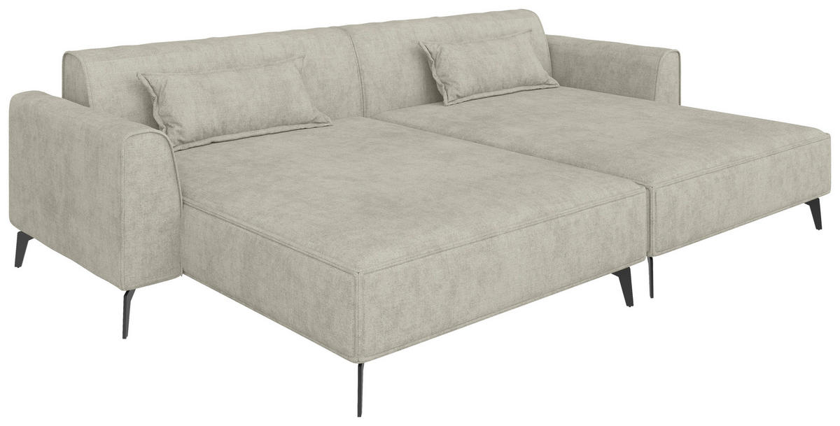 BIGSOFA  in Chenille Naturfarben  - Hellbraun/Schwarz, MODERN, Textil/Metall (300/80/190cm) - Carryhome