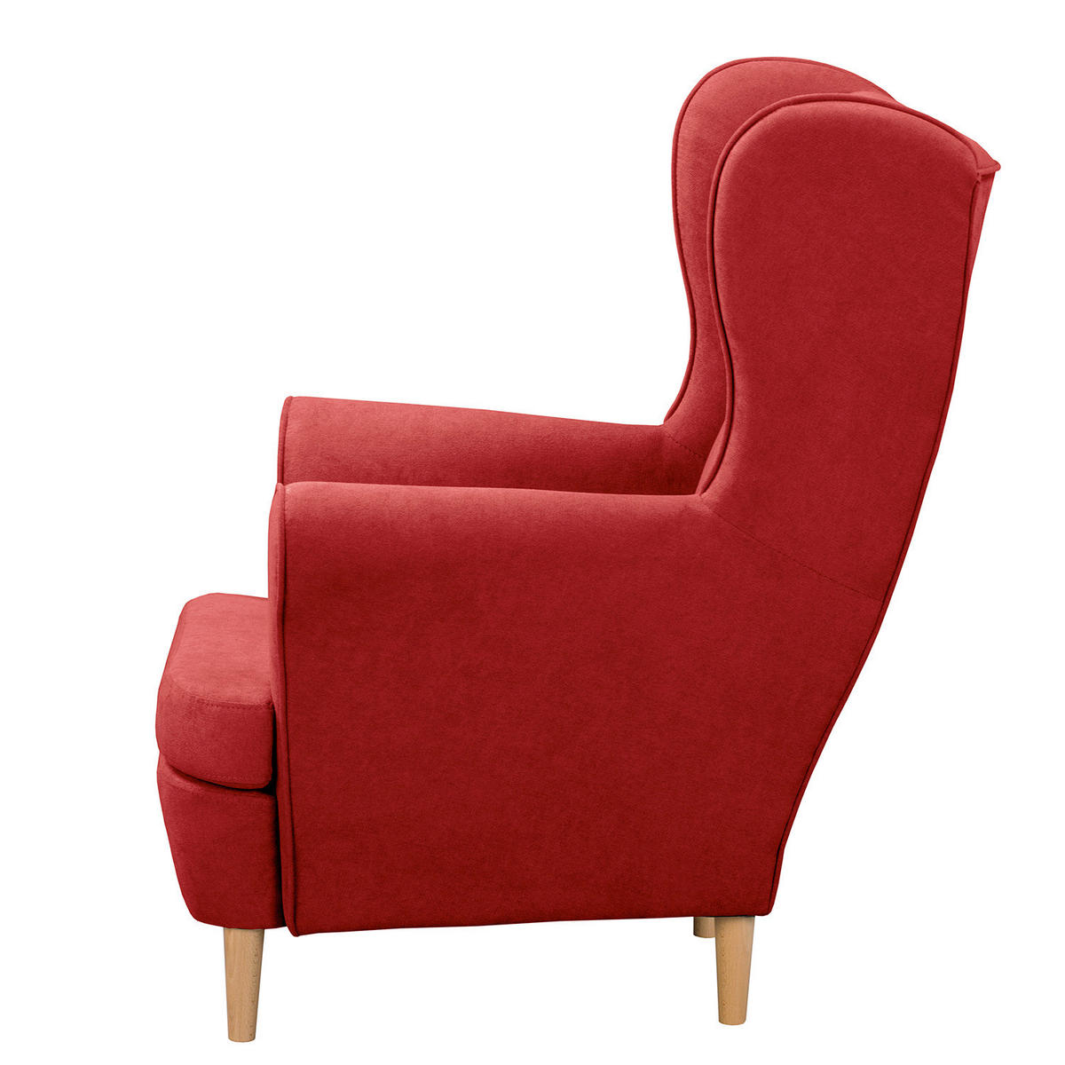 OHRENSESSEL in Mikrofaser Rot  - Rot/Naturfarben, Design, Holz/Textil (87/105/90cm) - Livetastic