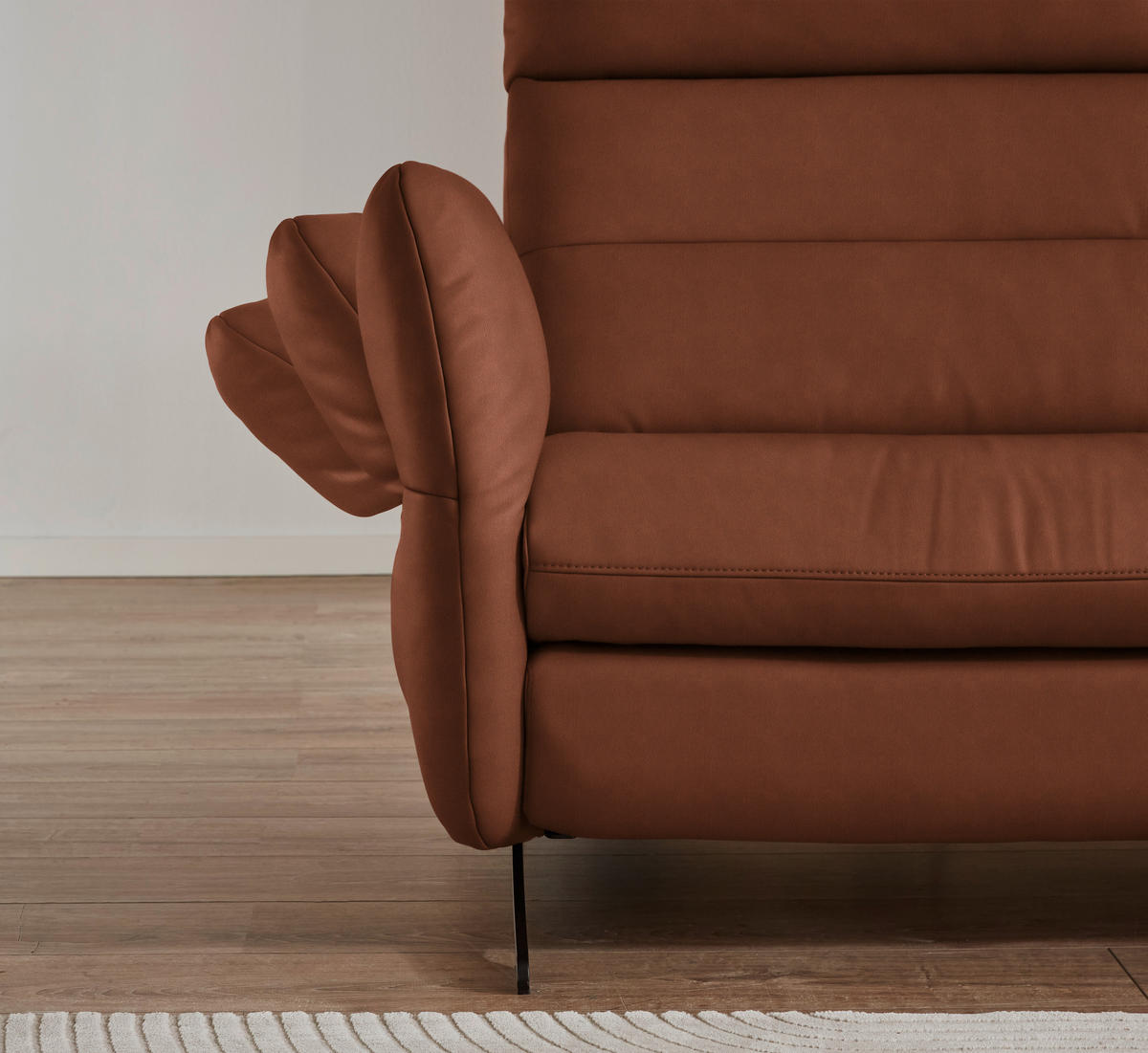 ECKSOFA in Echtleder Cognac  - Cognac/Schwarz, Design, Leder/Metall (300/157cm) - Dieter Knoll