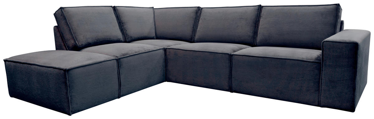 ECKSOFA Anthrazit Chenille  - Anthrazit/Schwarz, KONVENTIONELL, Kunststoff/Textil (212/275cm) - Carryhome
