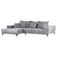 ECKSOFA  in Flachgewebe Hellgrau  205/300 cm  - Hellgrau/Schwarz, KONVENTIONELL, Textil/Metall (205/300cm) - Carryhome