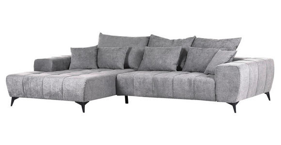 ECKSOFA  in Flachgewebe Hellgrau  205/300 cm  - Hellgrau/Schwarz, KONVENTIONELL, Textil/Metall (205/300cm) - Carryhome