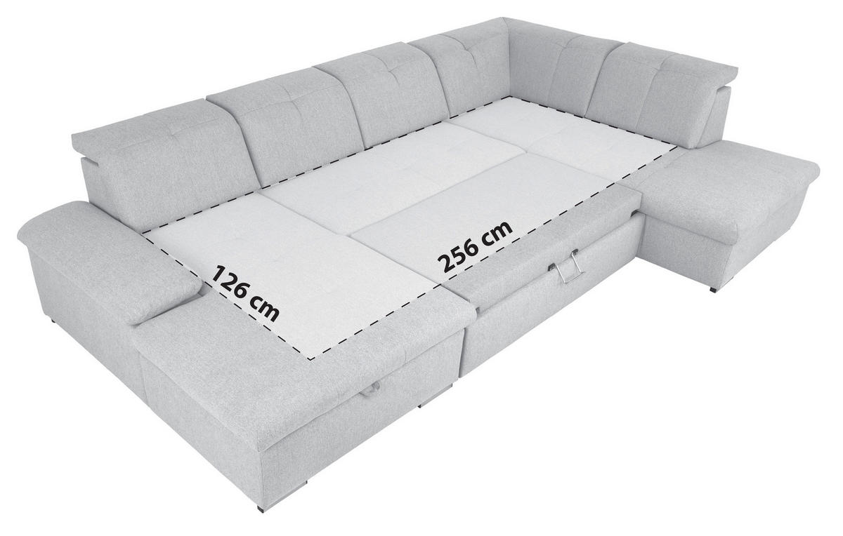 WOHNLANDSCHAFT Ramzes in Beige  - Beige/Grau, Design, Textil/Metall (173/328/215cm) - MID.YOU