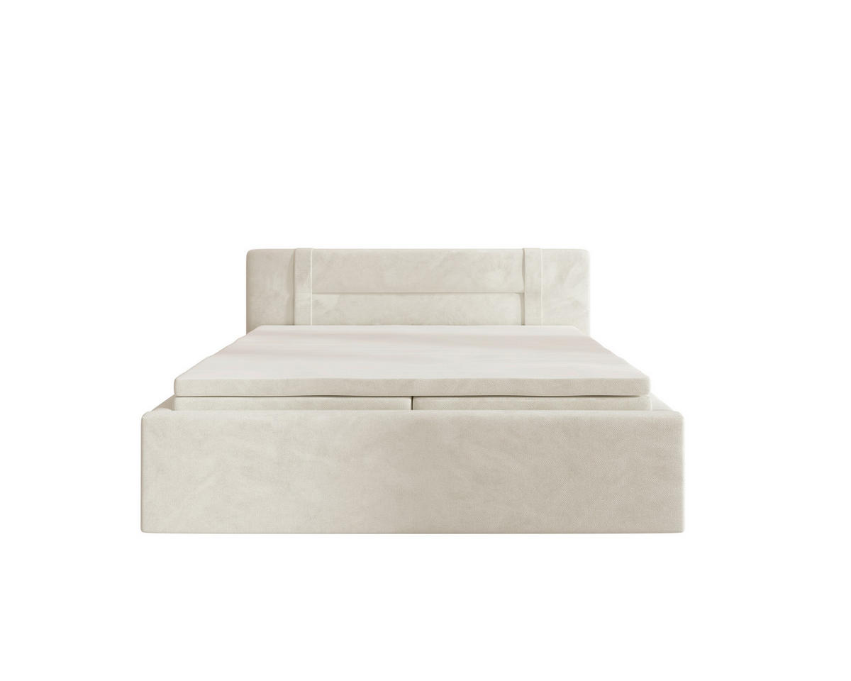 BOXBETT 200/200 cm,  in Beige, Bettkasten, Topper, H2 = mittel  - Beige, MODERN, Textil (200/200cm) - MID.YOU