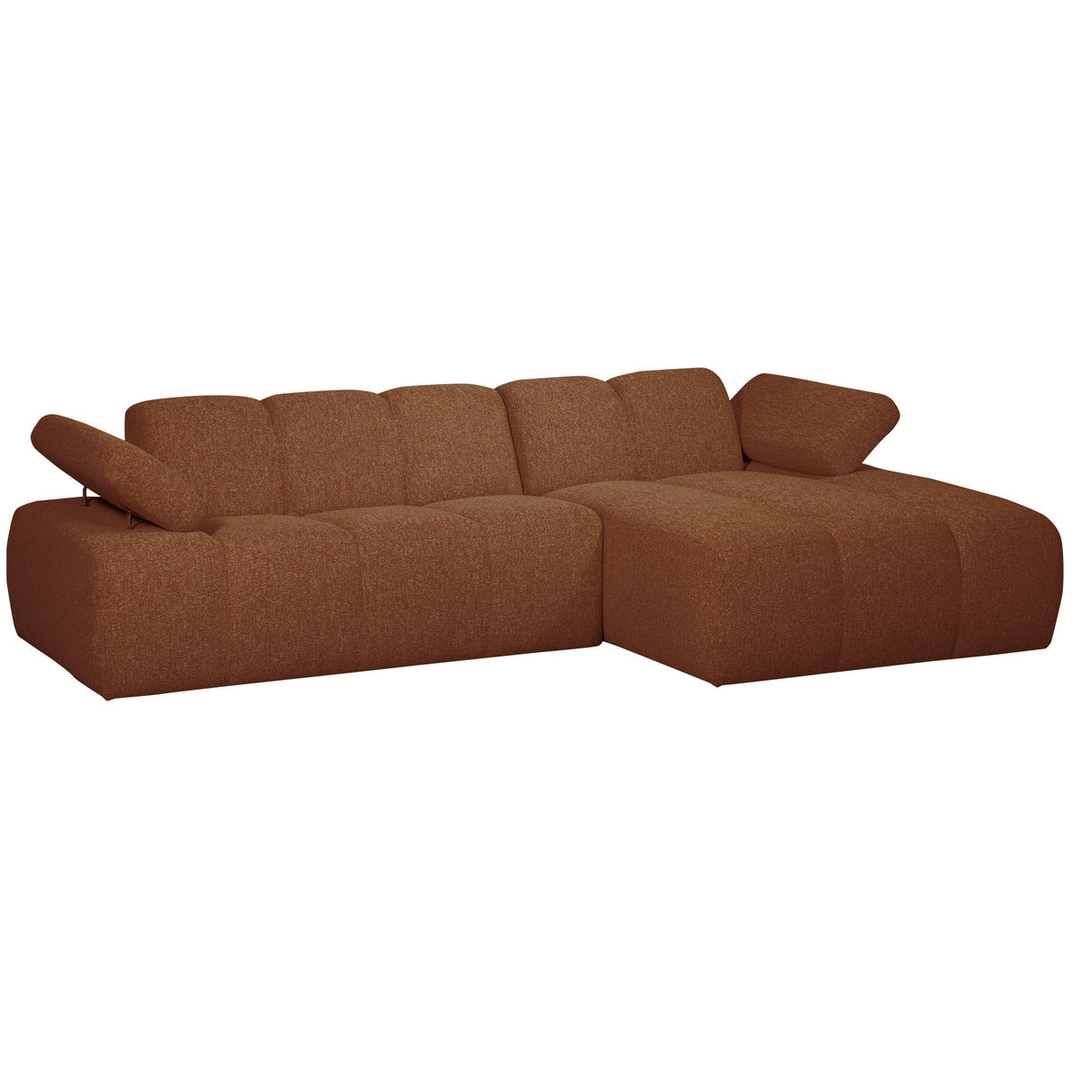 ECKSOFA Mojo in Bouclé Rostfarben Armteilverstellung  284/160 cm  - Rostfarben/Schwarz, MODERN, Kunststoff/Textil (284/160cm) - Livetastic