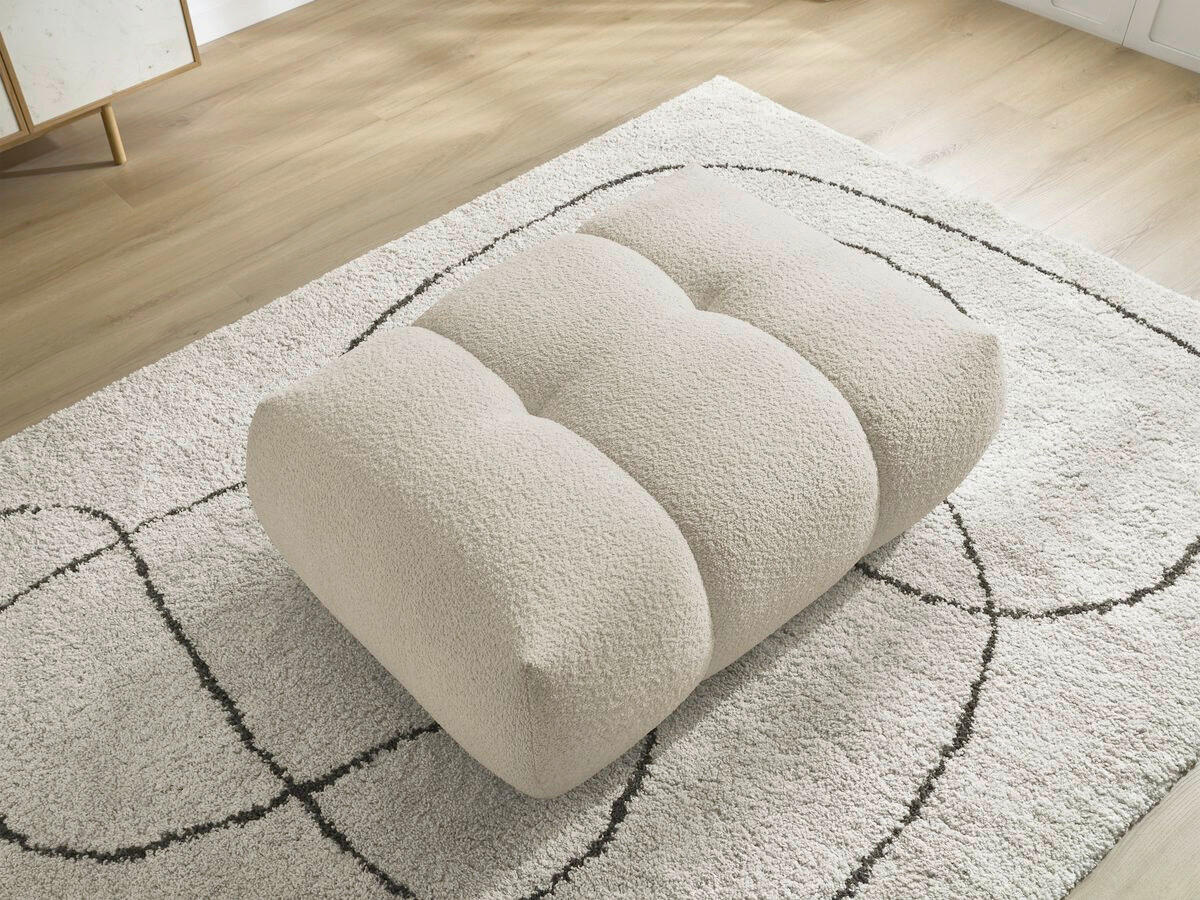 HOCKER FUJI  Bouclé Beige  - Beige/Schwarz, MODERN, Kunststoff/Textil (112/44/80cm)