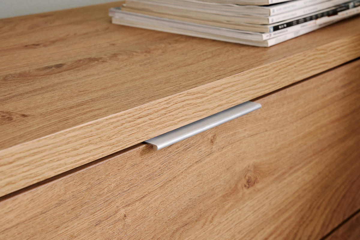 SIDEBOARD  in 150/77/39 cm  - Eichefarben/Alufarben, MODERN, Holzwerkstoff/Metall (150/77/39cm) - Livetastic