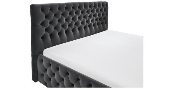 POLSTERBETT gepolstertes Kopfteil Grau 140/200 cm  - Schwarz/Grau, KONVENTIONELL, Kunststoff/Textil (140/200cm) - Carryhome