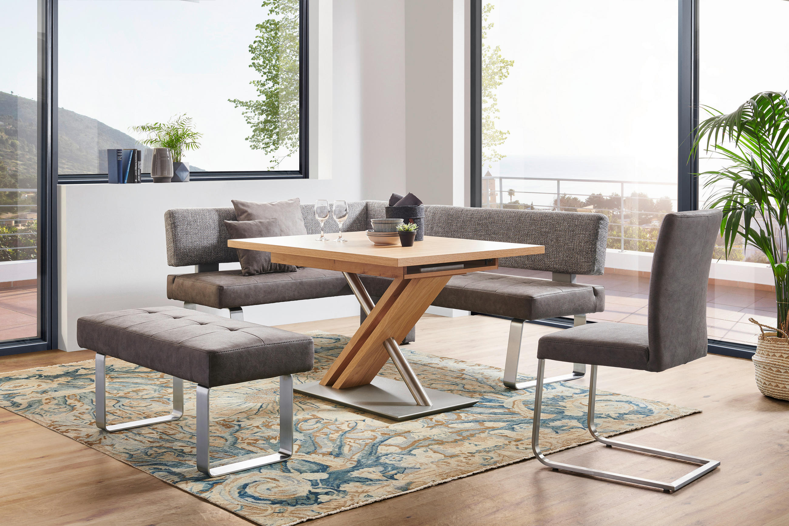 ESSTISCH Eichefarben rechteckig  ausziehbar, in verschiedenen Größen erhältlich, in verschiedenen Holzarten erhältlich, in verschiedenen Holzdekoren erhältlich, Variantenauswahl  - Eichefarben, Design, Holz/Holzwerkstoff (120-168/80/75cm) - Moderano