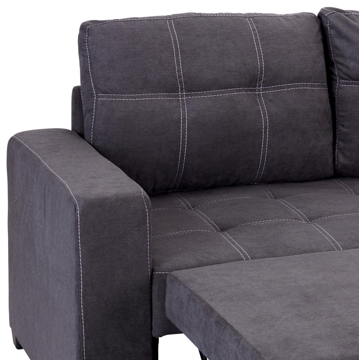 ECKSOFA in Mikrofaser Dunkelgrau  - Weiss/Dunkelgrau, Design, Kunststoff/Textil (240/160cm) - Livetastic
