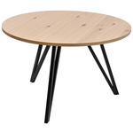 ESSTISCH 120/120/76 cm Eiche furniert Holz Naturfarben, Schwarz, Eichefarben rund  - Eichefarben/Schwarz, Design, Holz/Metall (120/120/76cm) - Carryhome
