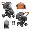 KINDERWAGENSET F4 Air+  - Cognac/Schwarz, Basics, Textil/Metall (57/129/100cm) - Gesslein