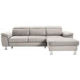 ECKSOFA inkl. Funktionen Ecru Webstoff  - Ecru/Silberfarben, Design, Textil/Metall (250/167cm) - Xora