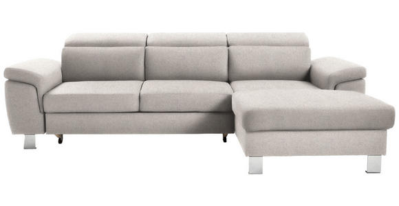ECKSOFA inkl. Funktionen Ecru Webstoff - Ecru/Silberfarben, Design, Textil/Metall (250/167cm) - Xora