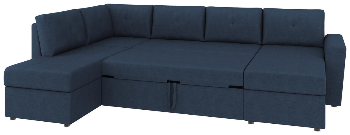 WOHNLANDSCHAFT TERMOLI Dunkelblau Jacquard  - Schwarz/Dunkelblau, Design, Kunststoff/Textil (212/297/155cm) - MID.YOU