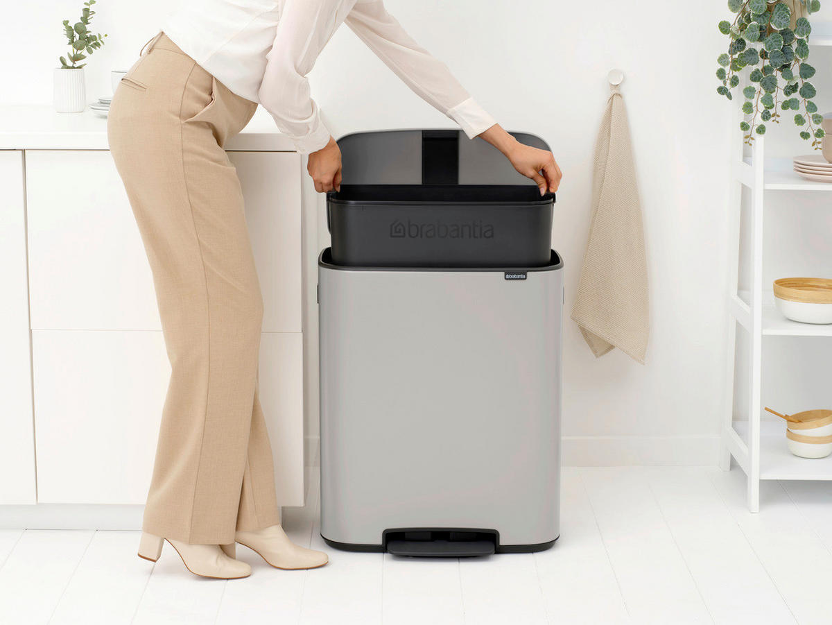 KANTA SA PAPUČICOM  60 l   - svetlosiva/antracit, Osnovno, metal/plastika (36,3/65,2/54,10cm) - Brabantia