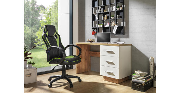 SCHREIBTISCH in Holzwerkstoff 120/75/50 cm - Eichefarben/Alufarben, MODERN, Holzwerkstoff/Kunststoff (120/75/50cm) - Hom`in