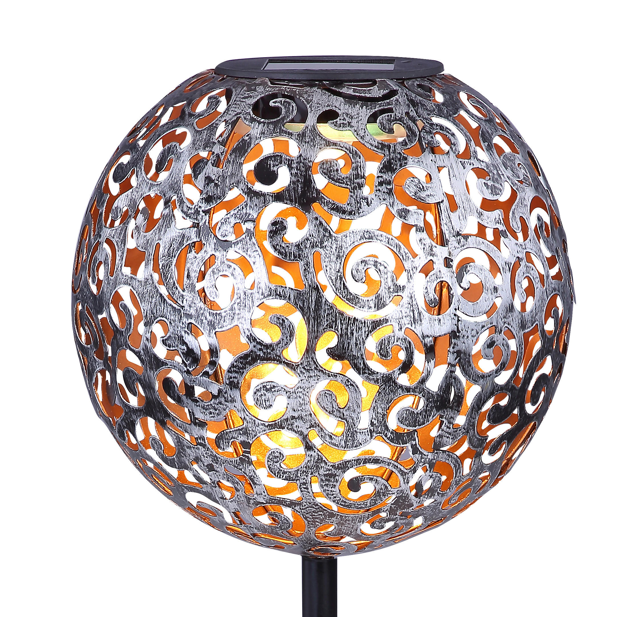 SOLARNA SVETILKA        18,5/54 cm       - srebrne barve/črna, Basics, kovina (18,5/54cm) - Globo