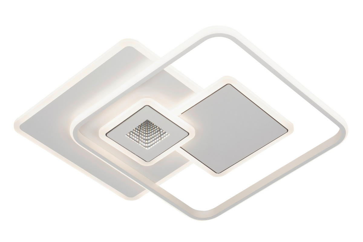 STROPNÉ LED SVIETIDLO, 50,3/50,3/6 cm - biela, Trend, kov/plast (50,3/50,3/6cm) - Novel
