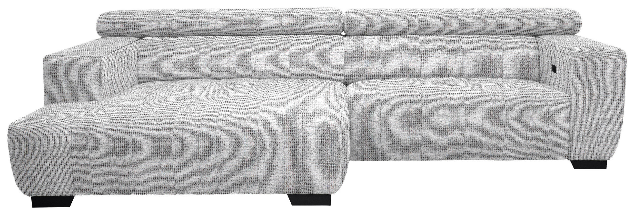 ECKSOFA in Webstoff Hellgrau  - Hellgrau/Schwarz, Konventionell, Textil/Metall (182/279cm) - Hom`in