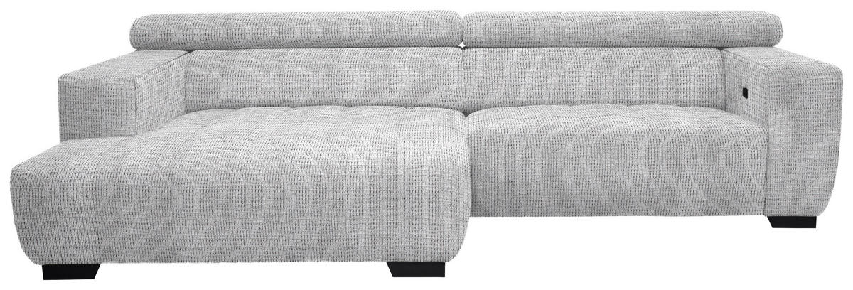 ECKSOFA in Webstoff Hellgrau  182/279 cm  - Hellgrau/Schwarz, KONVENTIONELL, Textil/Metall (182/279cm) - Hom`in