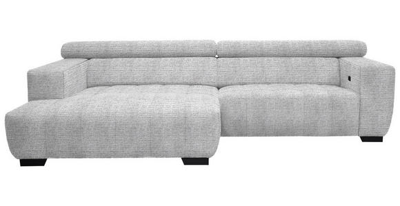 ECKSOFA in Webstoff Hellgrau 182/279 cm - Hellgrau/Schwarz, KONVENTIONELL, Textil/Metall (182/279cm) - Hom`in
