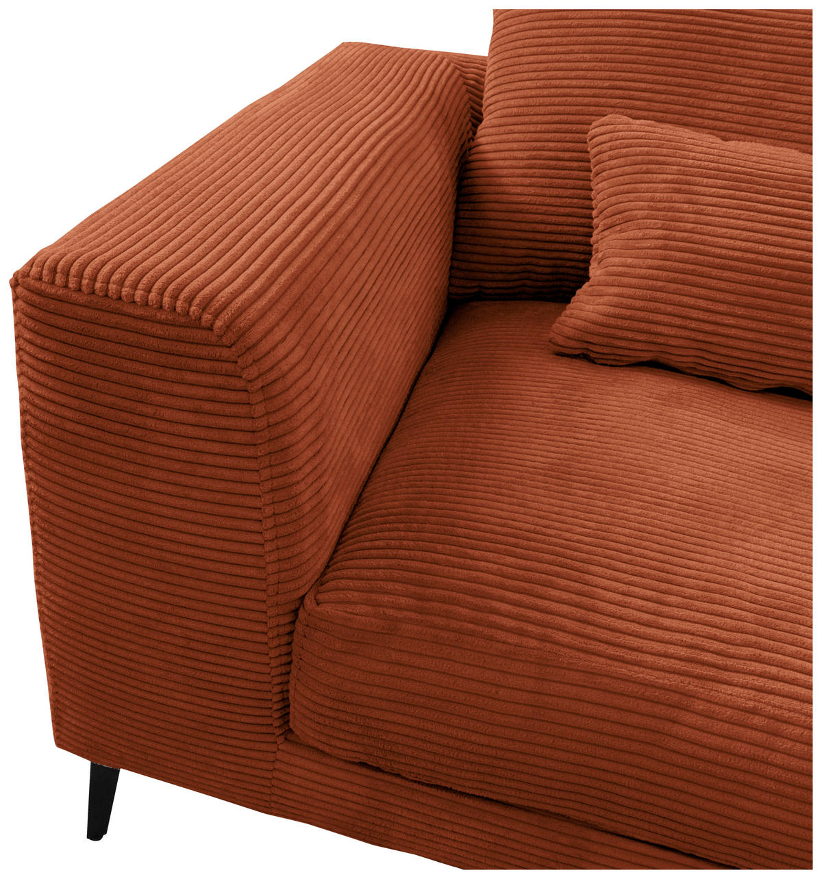 ECKSOFA in Cord Kupferfarben  - Schwarz/Kupferfarben, Design, Textil/Metall (313/172cm) - Livetastic