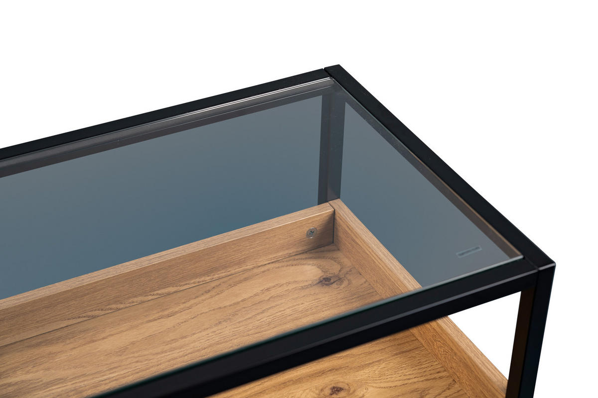 KONSOLENTISCH in Metall, Glas, Holzwerkstoff 100/40/75 cm    - Eichefarben/Schwarz, Basics, Glas/Holzwerkstoff (100/40/75cm) - Xora