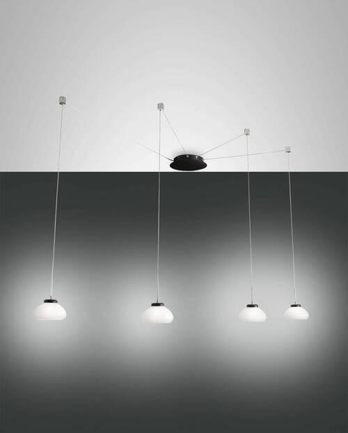 LED-PENDELLEUCHTE Arabella 350/65 cm   - Schwarz/Weiß, Design, Glas/Metall (350/65cm) - Fabas Luce