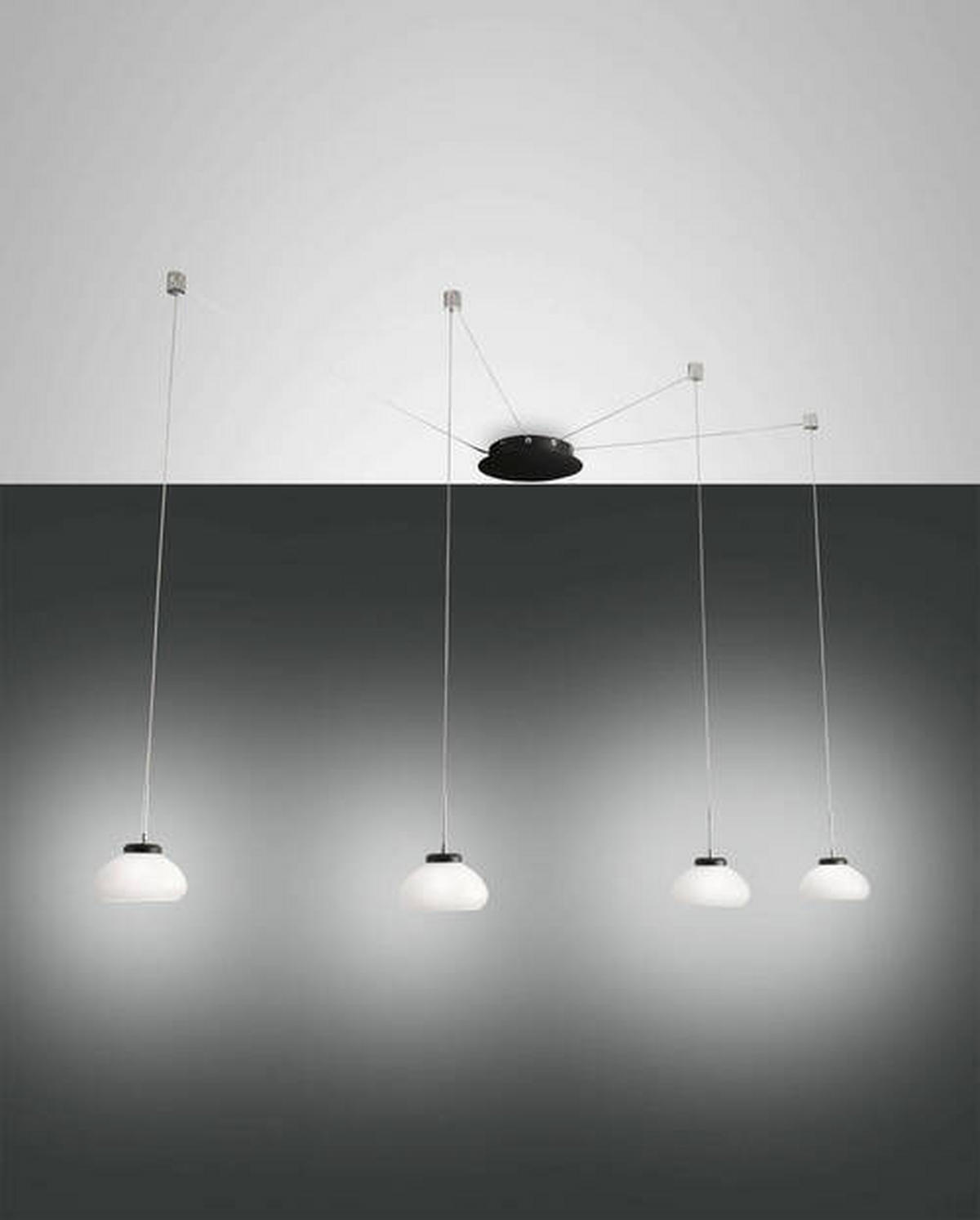 LED-PENDELLEUCHTE Arabella 350/65 cm   - Schwarz/Weiß, Design, Glas/Metall (350/65cm) - Fabas Luce