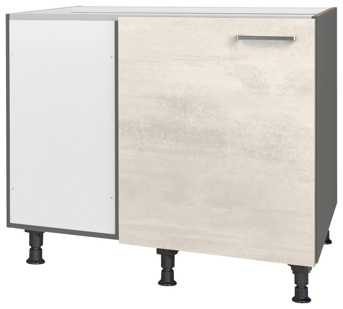 ECKUNTERSCHRANK 125/87/65 cm  - Schieferfarben/Edelstahlfarben, MODERN, Holzwerkstoff/Metall (125/87/65cm) - Nobilia