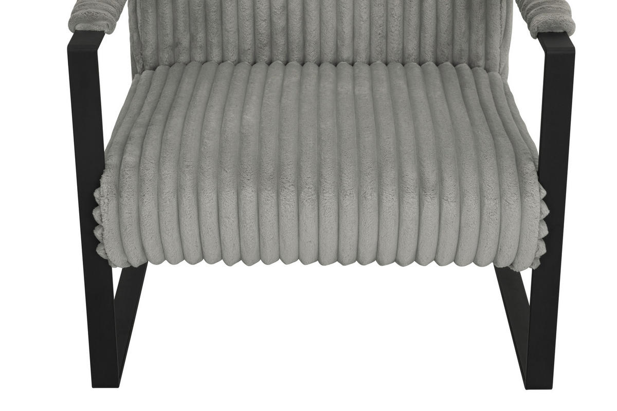 SESSEL Cord Grau    - Schwarz/Grau, MODERN, Textil/Metall (70/87/85cm) - P & B
