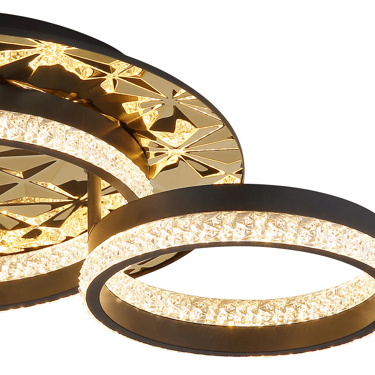 LED-DECKENLEUCHTE DELLA II 50,5/40/14 cm   - Klar/Goldfarben, Design, Kunststoff/Metall (50,5/40/14cm) - Globo