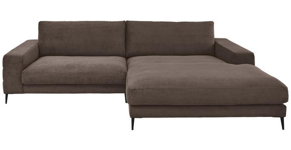 ECKSOFA Badia Base in Feincord Braun  293/207 cm  - Schwarz/Braun, Design, Textil/Metall (293/207cm) - Dieter Knoll