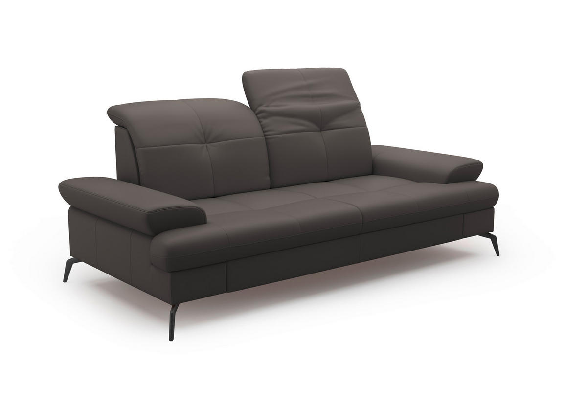 2,5-SITZER in Echtleder Mokka  - Schwarz/Mokka, Konventionell, Leder/Metall (202/90/122cm) - Sit & More
