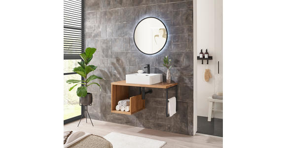 WASCHBECKENUNTERSCHRANK 90/45/47 cm  - Eichefarben/Schwarz, Natur, Holz/Metall (90/45/47cm) - Linea Natura