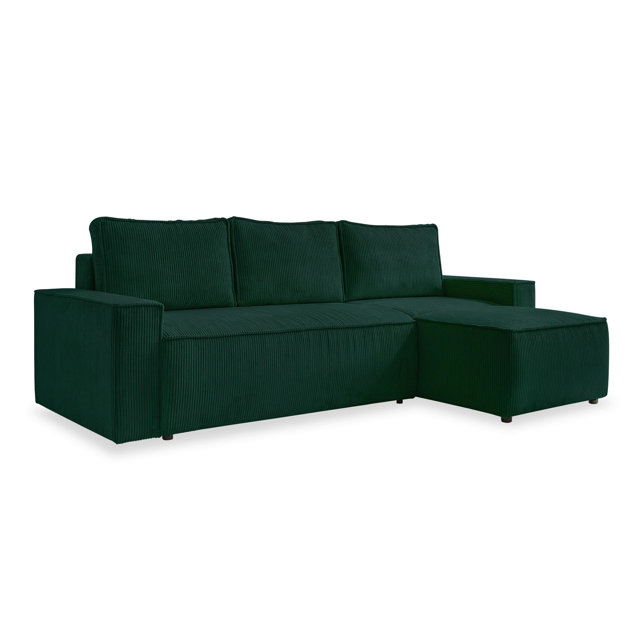 ECKSOFA Dunkelgrün Cord  - Dunkelgrün/Schwarz, Design, Kunststoff/Textil (250/156cm) - MID.YOU