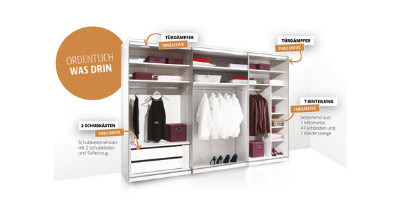 SCHWEBETÜRENSCHRANK in Sandfarben, Eiche Artisan - Sandfarben/Graphitfarben, Design, Glas/Holzwerkstoff (280/222/68cm) - Moderano