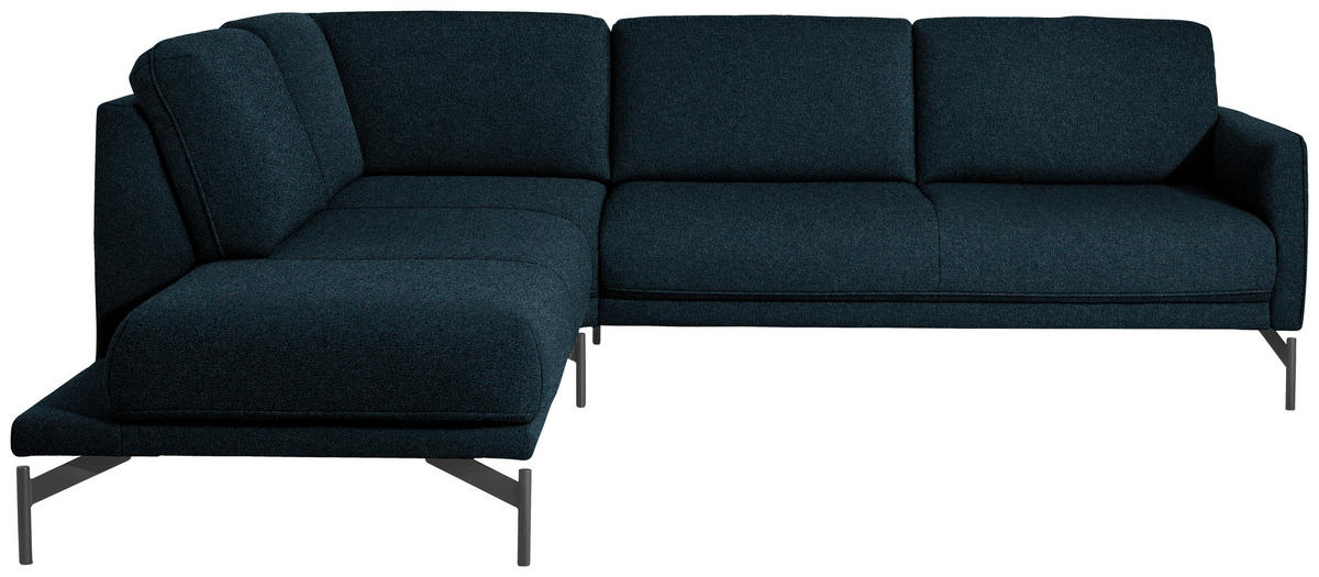ECKSOFA in Struktur, Flachgewebe Dunkelblau  - Anthrazit/Dunkelblau, Design, Textil/Metall (230/254cm) - Johann Jakob
