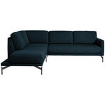 ECKSOFA in Flachgewebe, Struktur Dunkelblau  230/254 cm  - Anthrazit/Dunkelblau, Design, Textil/Metall (230/254cm) - Johann Jakob