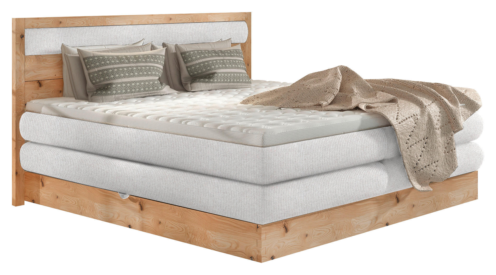 BOXSPRINGBETT 180/200 cm  in Silberfarben, Eichefarben  - Eichefarben/Silberfarben, KONVENTIONELL, Holz/Holzwerkstoff (180/200cm) - Valnatura