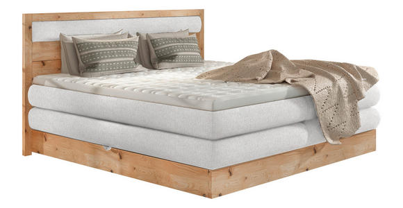 BOXSPRINGBETT 180/200 cm in Silberfarben, Eichefarben - Eichefarben/Silberfarben, KONVENTIONELL, Holz/Holzwerkstoff (180/200cm) - Valnatura