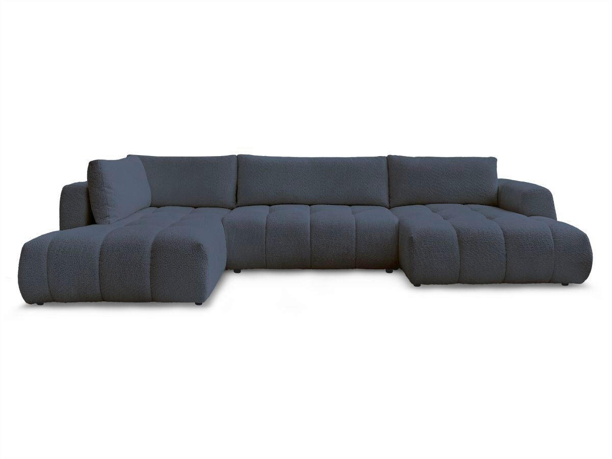 WOHNLANDSCHAFT  FUJI  Dunkelblau Bouclé  - Schwarz/Dunkelblau, MODERN, Kunststoff/Textil (204/377/160cm)