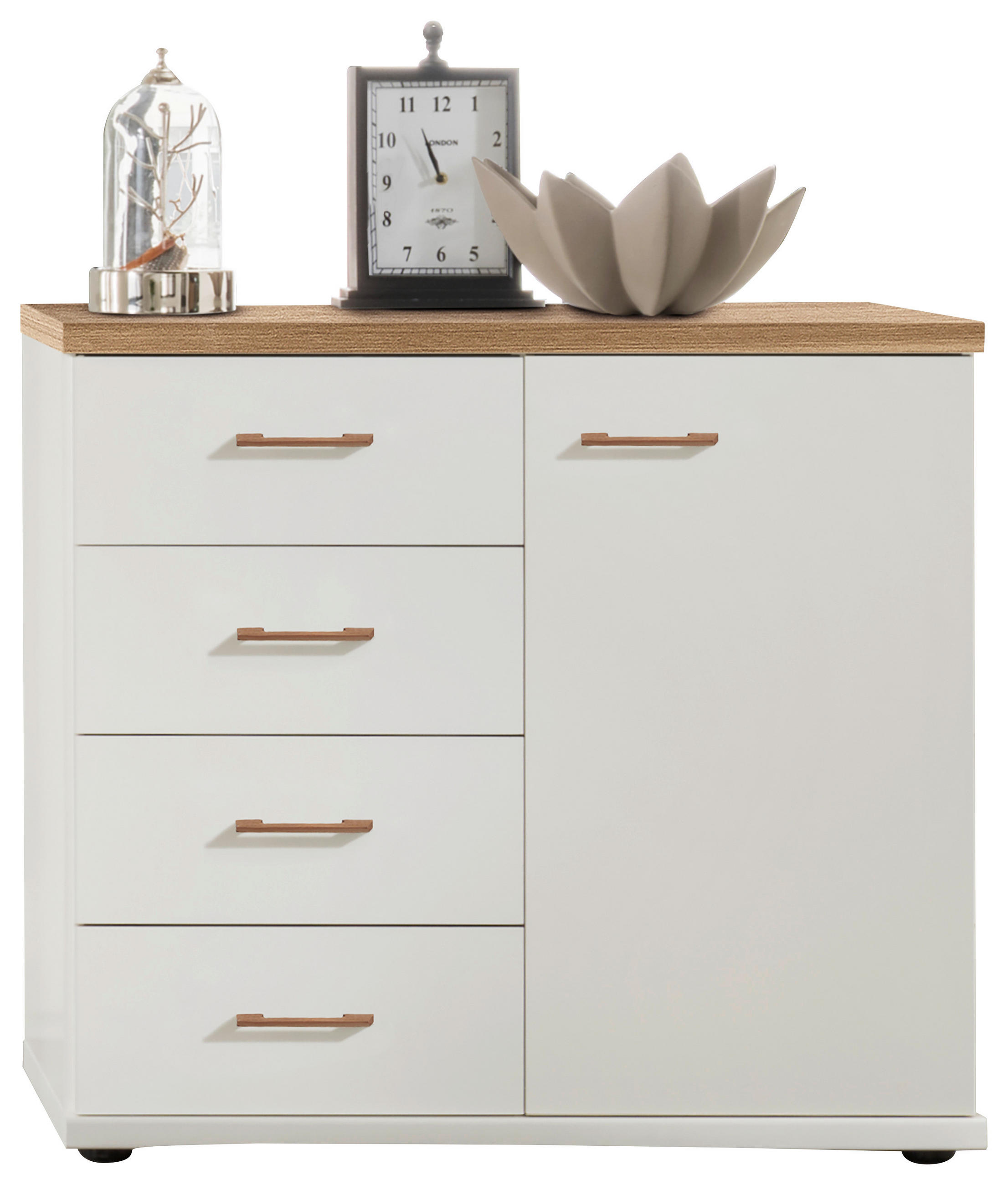KOMMODE DAVOS  in 93/86/43 cm  - Eiche Bianco/Schwarz, KONVENTIONELL, Holz/Holzwerkstoff (93/86/43cm) - Venda