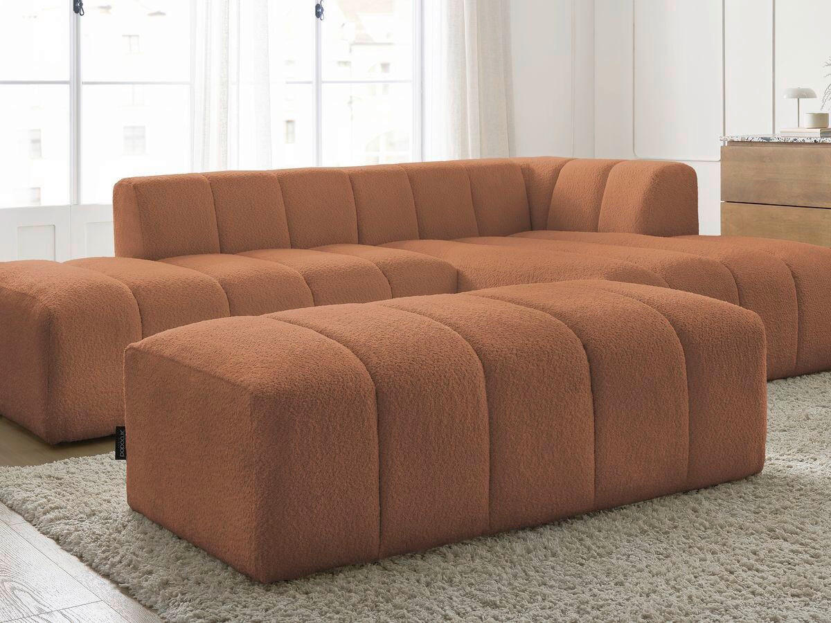 ECKSOFA  ANNECY Orange Bouclé  - Schwarz/Orange, MODERN, Kunststoff/Textil (262/170cm)